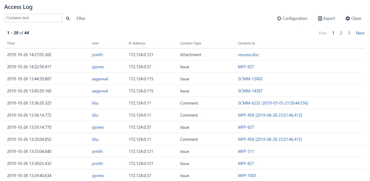 Access Log for Jira — screenshot from the Atlassian Marketplace listing