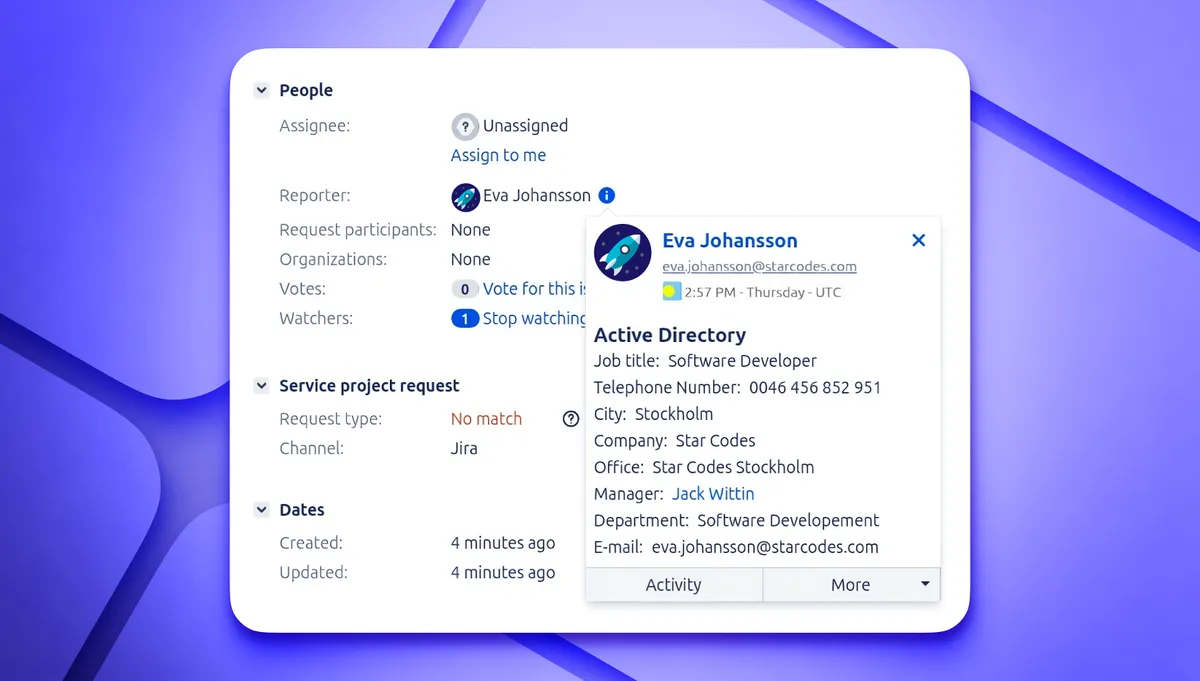 Active Directory Attributes Sync — screenshot from the Atlassian Marketplace listing