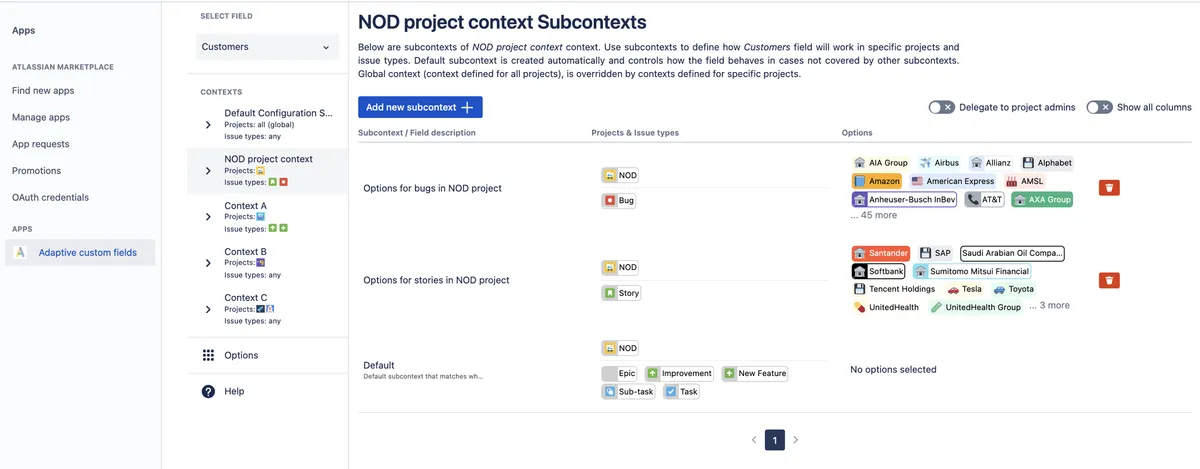 Adaptive Custom Fields (ACF) — screenshot from the Atlassian Marketplace listing