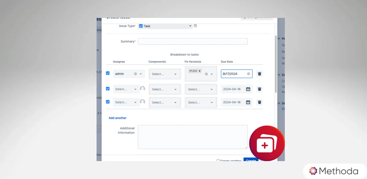 Add Another - Multiple Issue Creation — screenshot from the Atlassian Marketplace listing