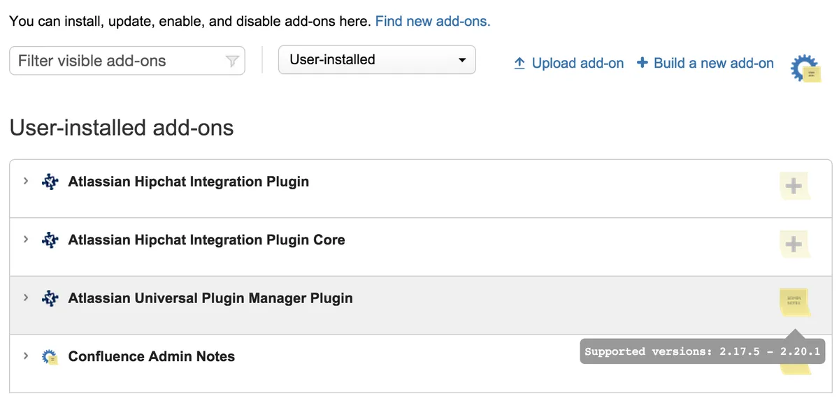 Admin Notes for Confluence — screenshot from the Atlassian Marketplace listing