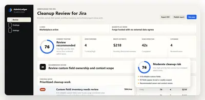 AdminLedger for Jira for Atlassian — screenshot