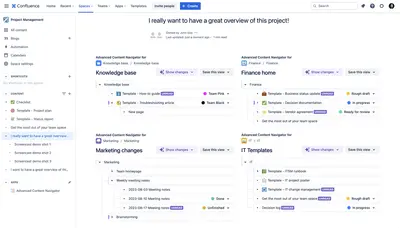 Advanced Content Navigator - Filter Page, Date, Status, Task for Atlassian — screenshot