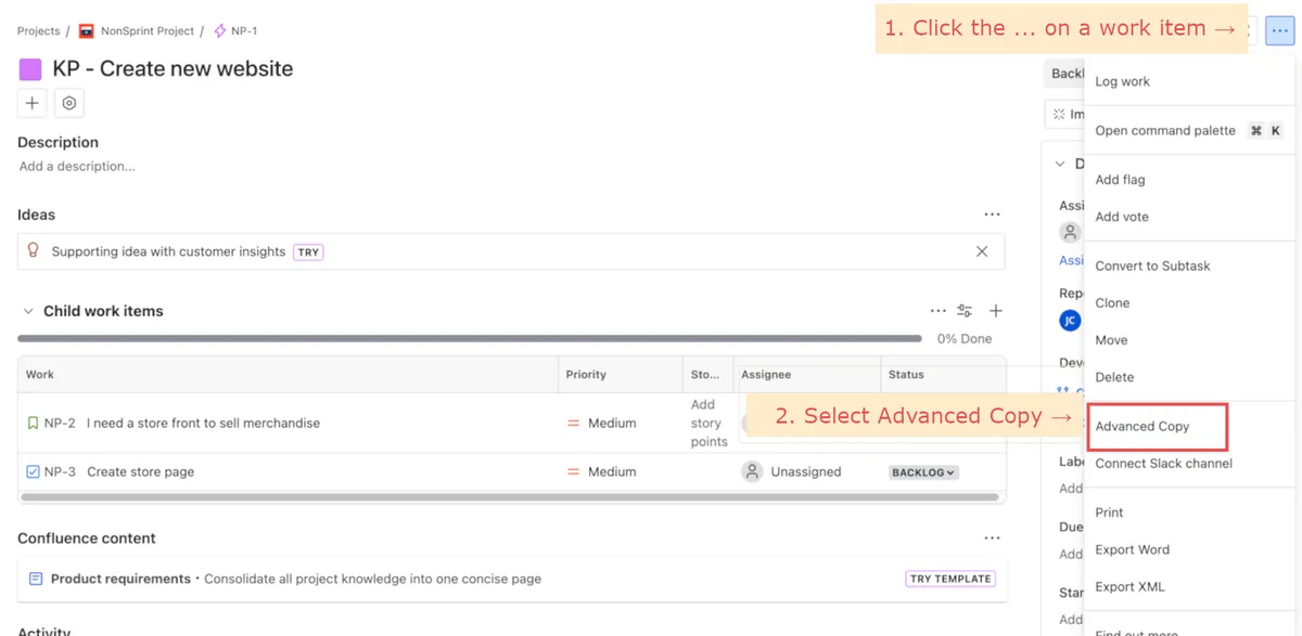 Advanced Copy — screenshot from the Atlassian Marketplace listing