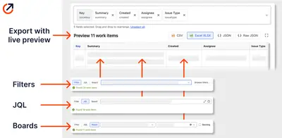 Advanced Export – Scheduled Work Items Reports & History for Atlassian — screenshot