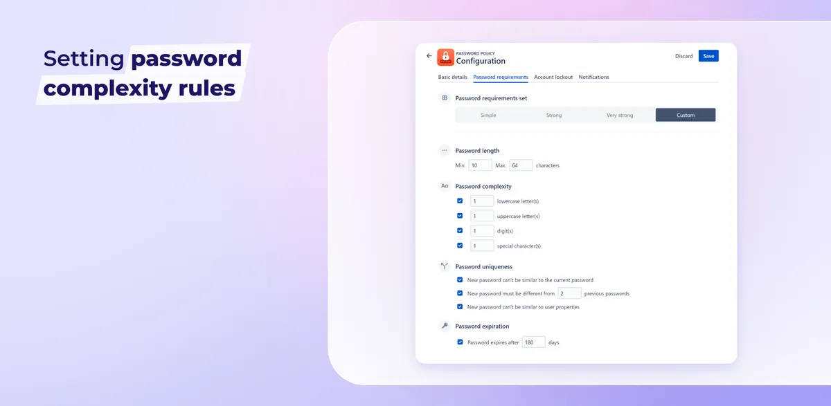 Advanced Password Policy for Jira — screenshot from the Atlassian Marketplace listing