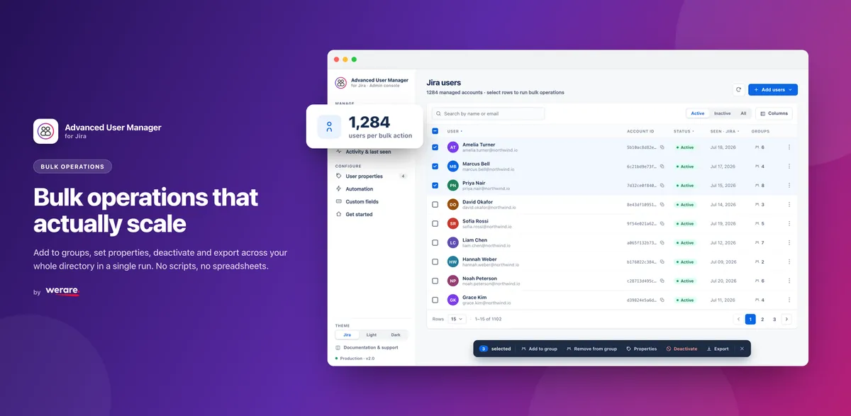 Advanced User Manager for Jira Cloud — screenshot from the Atlassian Marketplace listing
