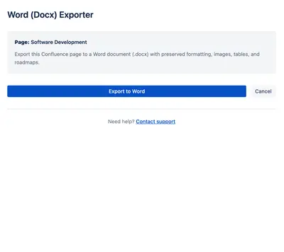 Advanced Word (Docx) Exporter for Confluence for Atlassian — screenshot
