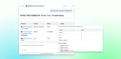 AgileTest AI Agent for Data Summary and Analysis for Atlassian — screenshot