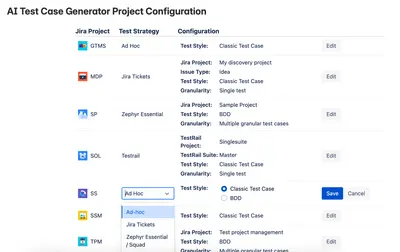 AI Test Case Generator for Atlassian — screenshot
