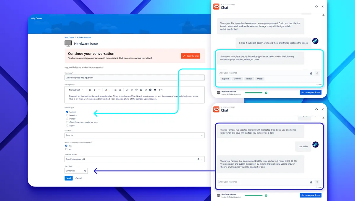 AI Ticket Assistant — screenshot from the Atlassian Marketplace listing