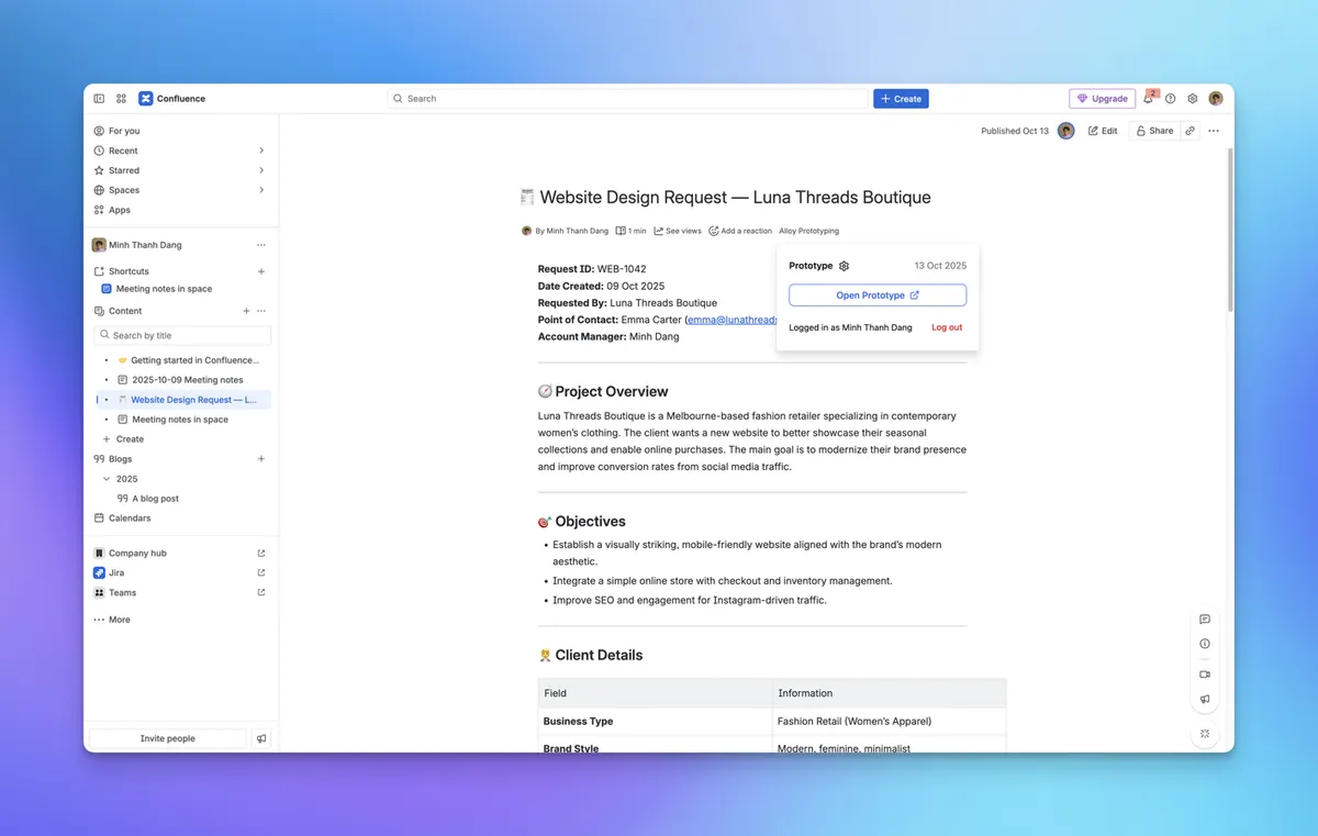 Alloy – AI Prototyping & Mockups for Confluence — screenshot from the Atlassian Marketplace listing