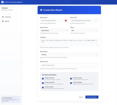 Aneto AI Executive Reports for Atlassian — screenshot