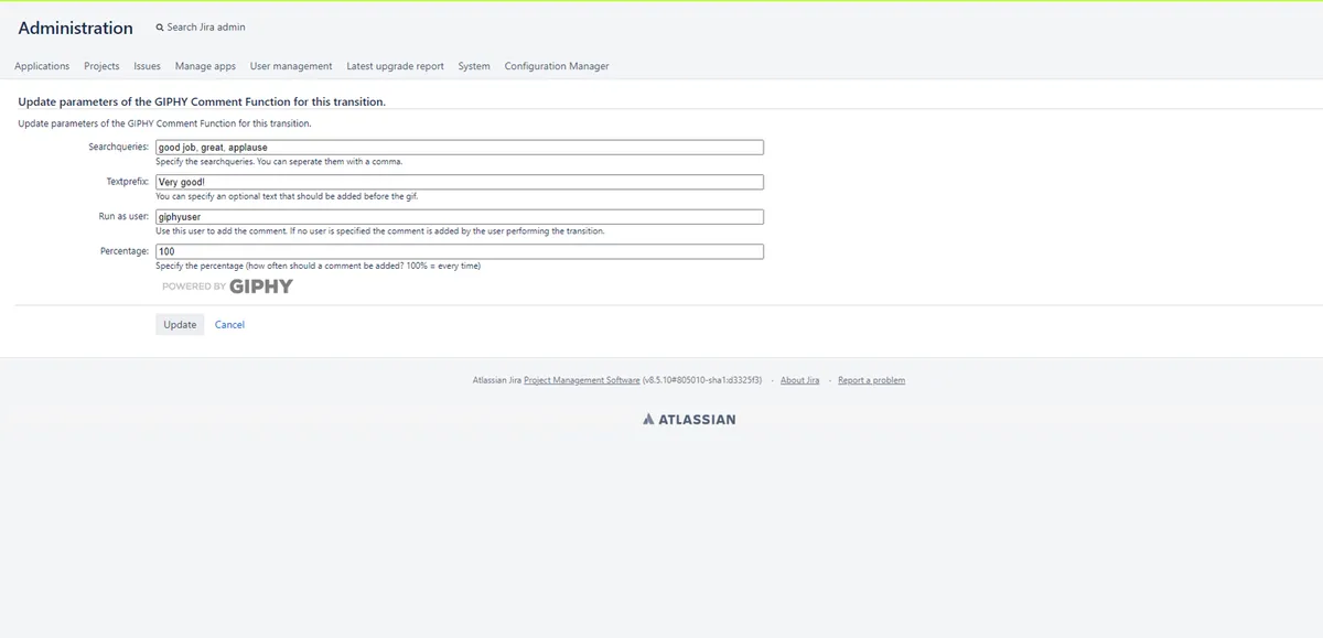 Animated GIF Comment — screenshot from the Atlassian Marketplace listing