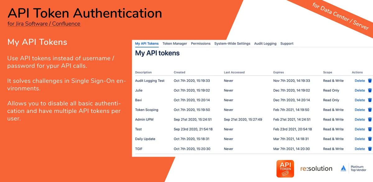 API Token Authentication for Bitbucket — screenshot from the Atlassian Marketplace listing