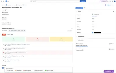 Appium Test Results for Jira for Atlassian — screenshot