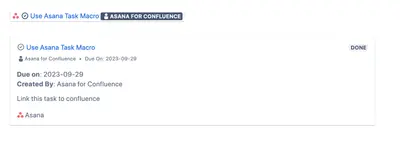 Asana Integration for Confluence for Atlassian — screenshot