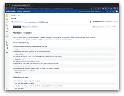AsciiDoc Viewer for Bitbucket for Atlassian — screenshot