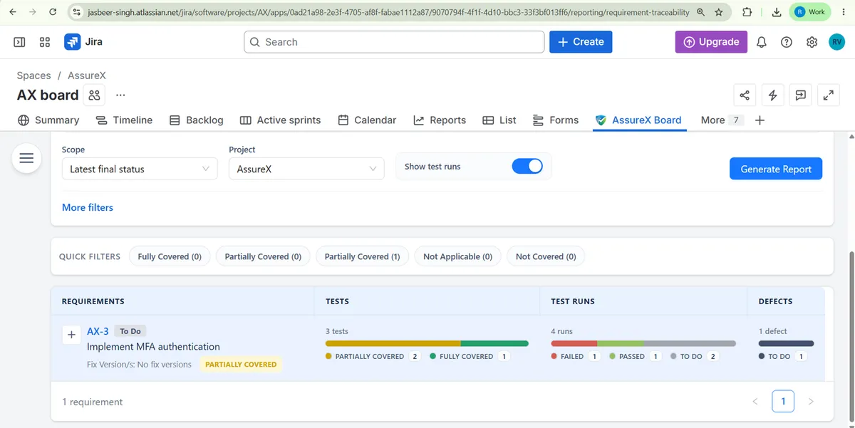 AssureX — screenshot from the Atlassian Marketplace listing