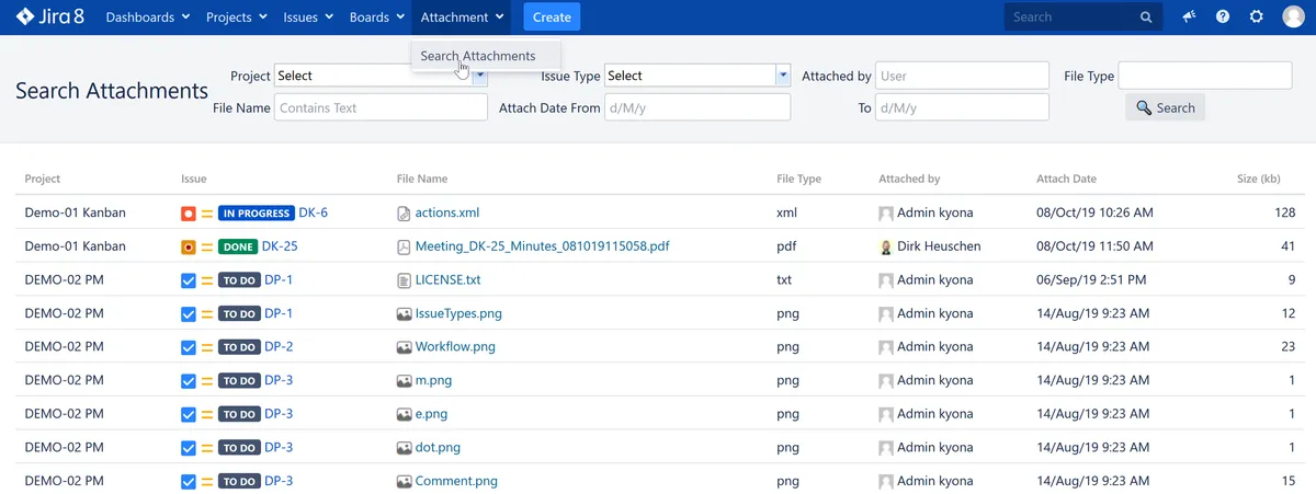 Attached quick finder — screenshot from the Atlassian Marketplace listing