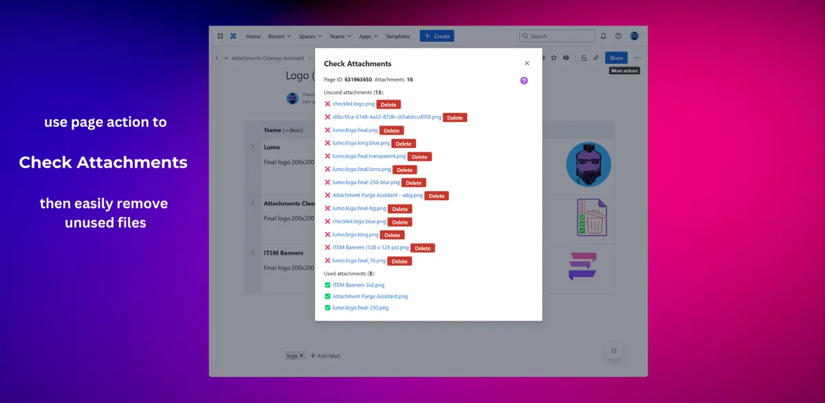 Attachments Cleanup Assistant — screenshot from the Atlassian Marketplace listing