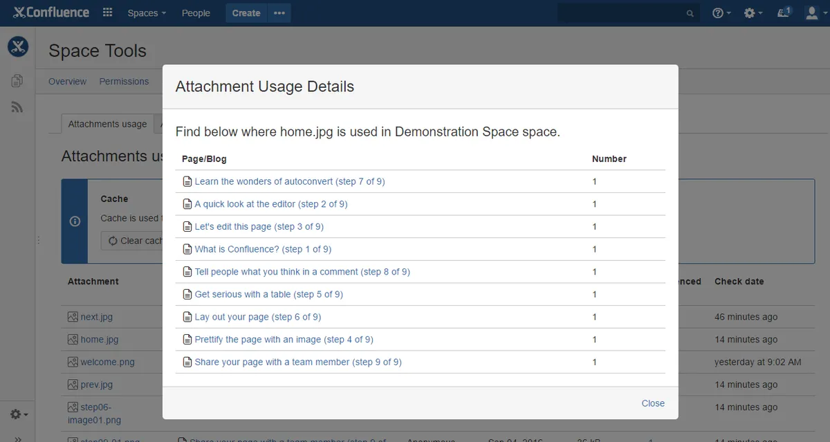 Attachments usage — screenshot from the Atlassian Marketplace listing