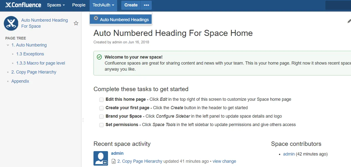 Auto Numbered Headings — screenshot from the Atlassian Marketplace listing