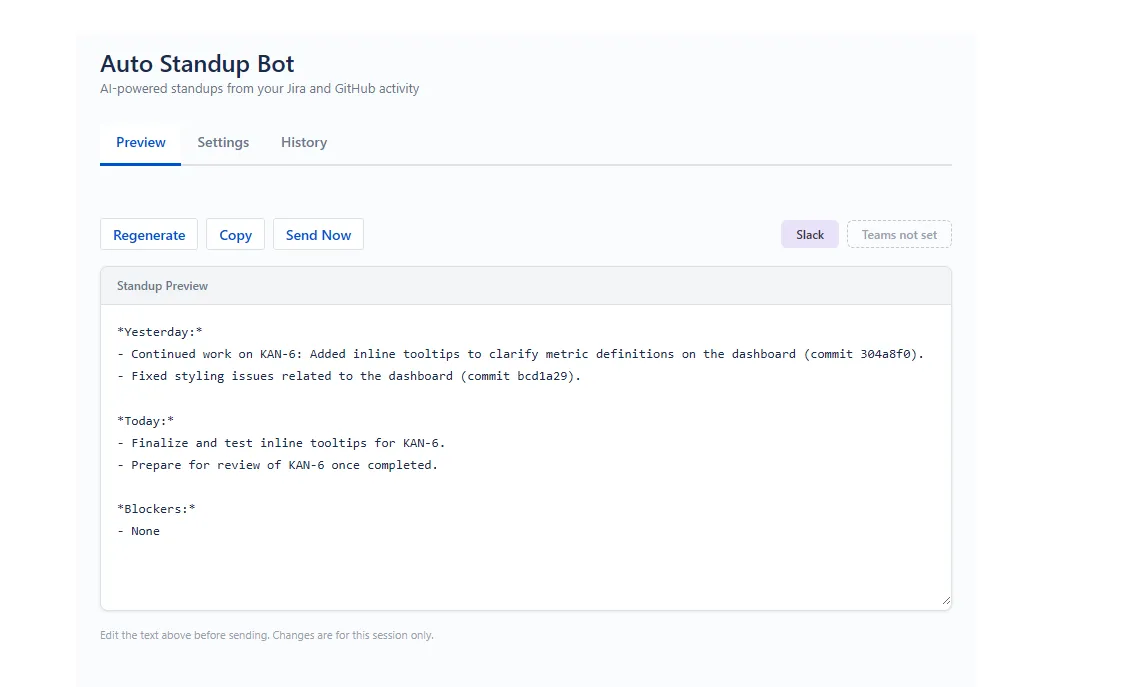 Auto Standup Bot — screenshot from the Atlassian Marketplace listing