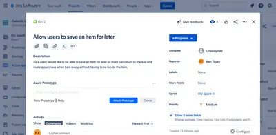 Axure for Jira for Atlassian — screenshot