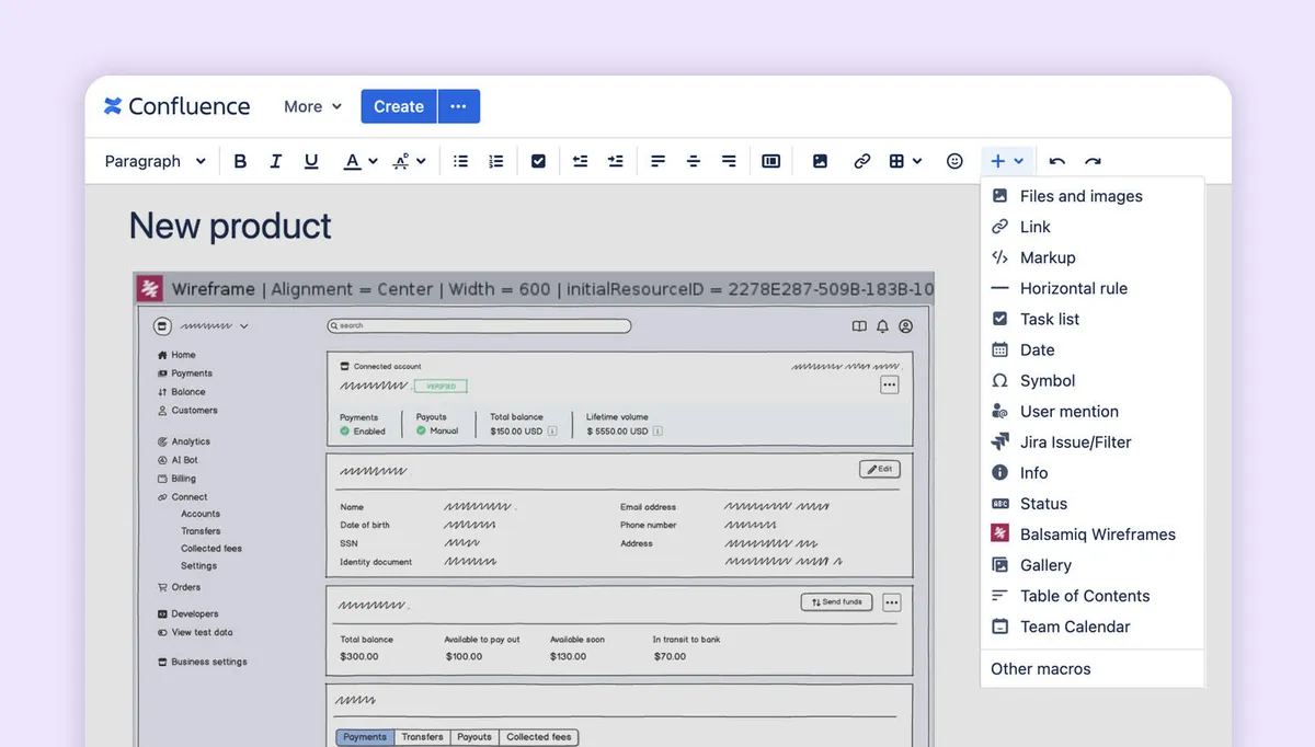 Balsamiq Wireframes for Confluence Data Center — screenshot from the Atlassian Marketplace listing