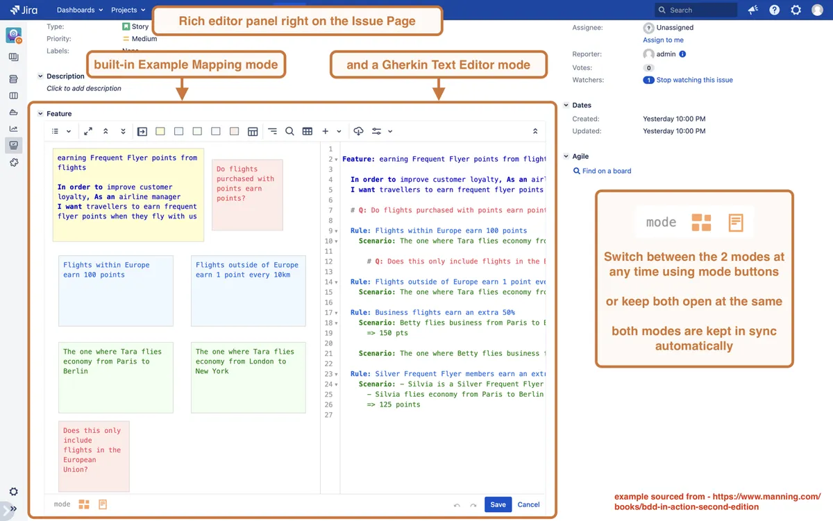 BDD for Jira — screenshot from the Atlassian Marketplace listing
