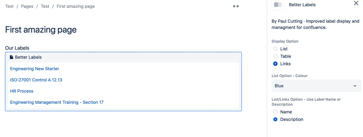 Better Labels for Confluence — screenshot from the Atlassian Marketplace listing