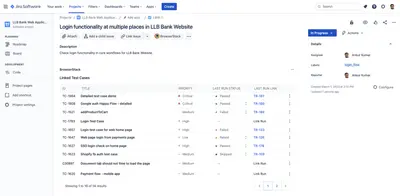 BrowserStack Test Management (Webapp) Integration for Jira for Atlassian — screenshot