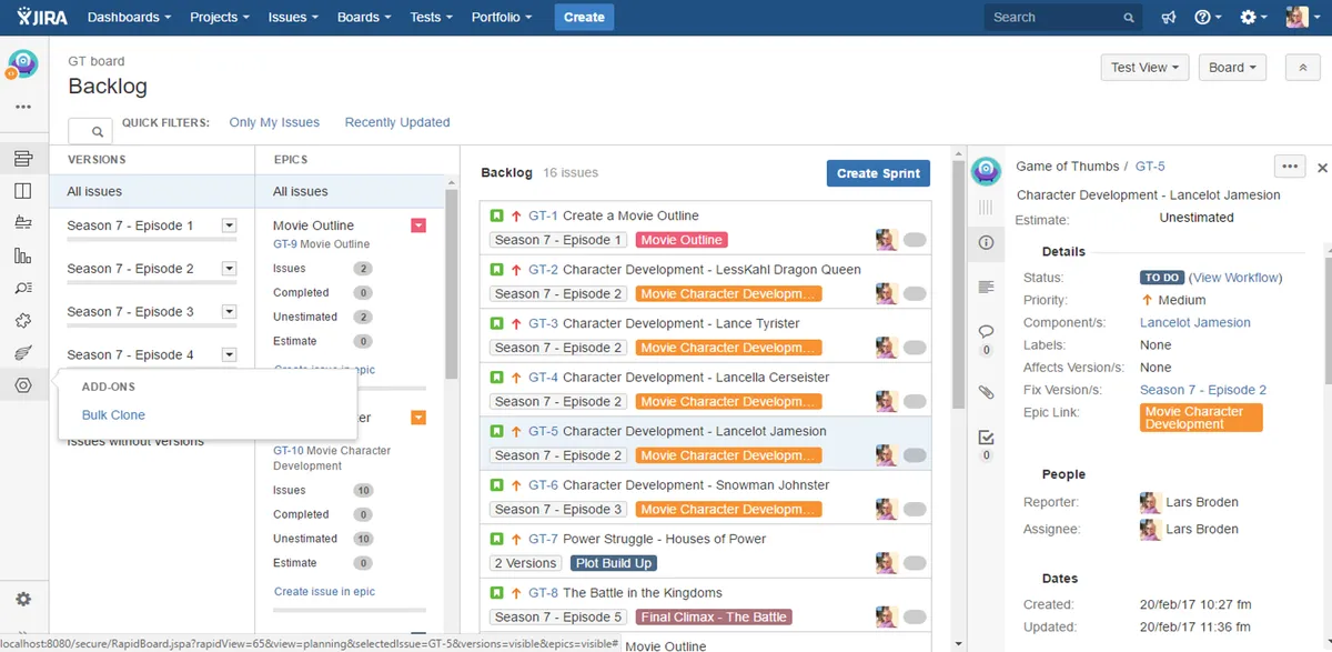 Bulk Clone Basic for Jira — screenshot from the Atlassian Marketplace listing