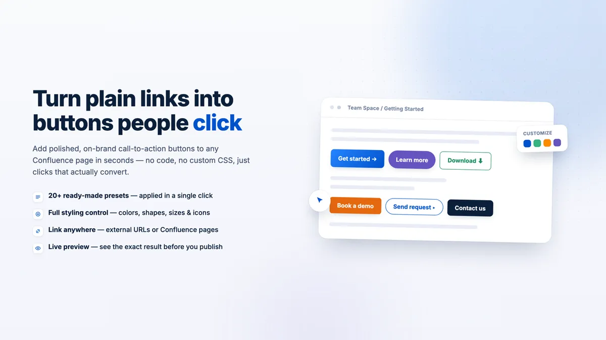 Button Styler for Confluence — screenshot from the Atlassian Marketplace listing