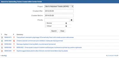 Canned Search Gadget for Atlassian — screenshot