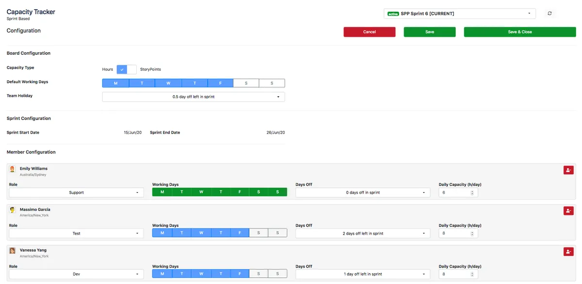 Capacity Tracker — screenshot from the Atlassian Marketplace listing