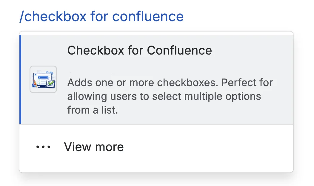 Checkbox for Confluence — screenshot from the Atlassian Marketplace listing
