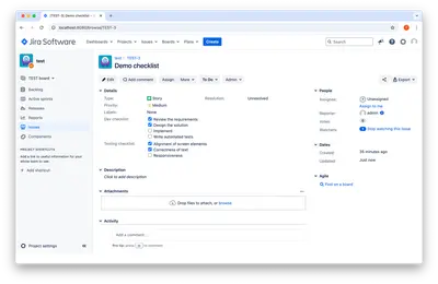 Checklist Custom Field for Jira Data Center for Atlassian — screenshot