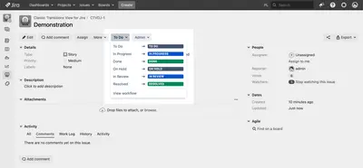 Classic Transitions View for Jira for Atlassian — screenshot