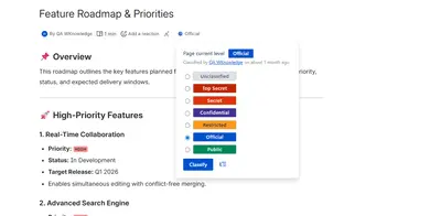 Classification levels for Atlassian — screenshot