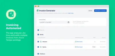 Clerk Invoices - Billing, Invoicing & Time Reports for Jira for Atlassian — screenshot