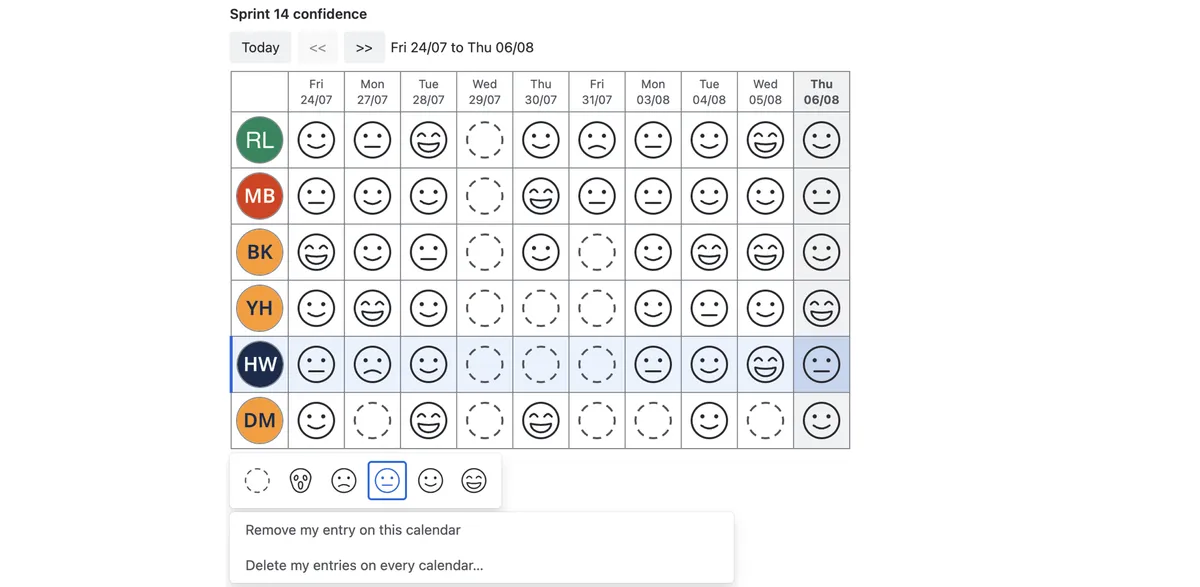 CloudScript.io NikoNiko Calendar — screenshot from the Atlassian Marketplace listing
