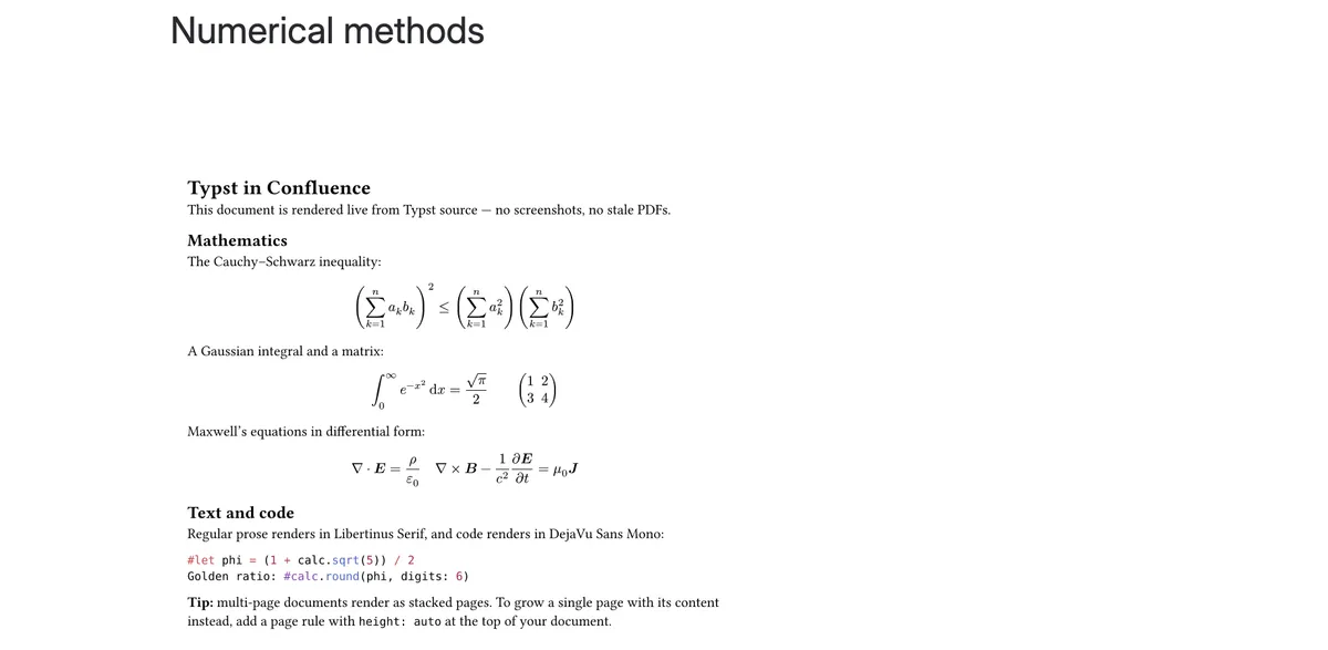Cloudscript Typst Renderer — screenshot from the Atlassian Marketplace listing