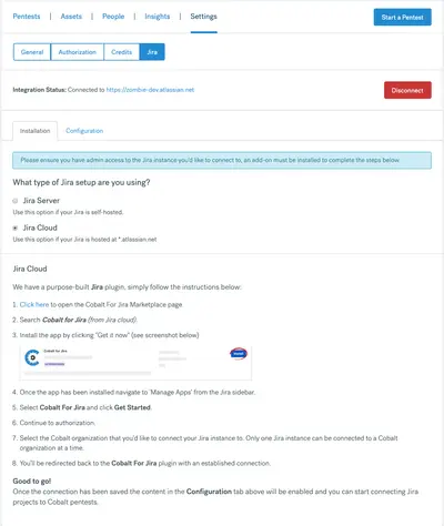 Cobalt for Jira Cloud for Atlassian — screenshot