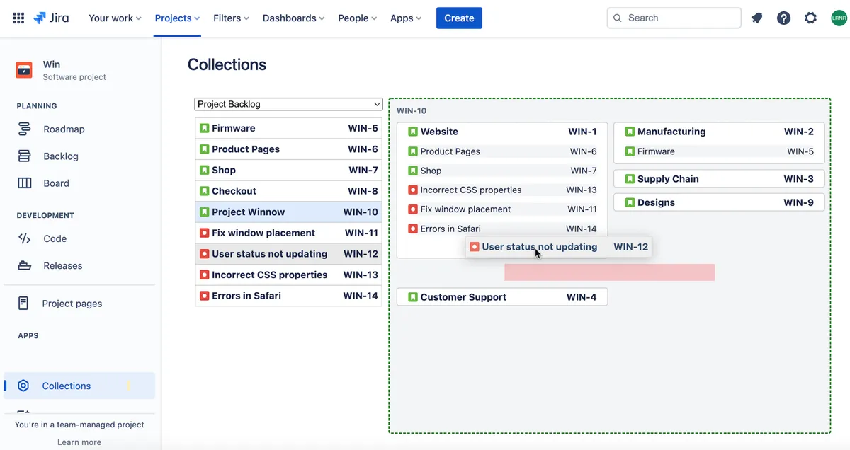 Collections — screenshot from the Atlassian Marketplace listing