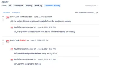Comment History for Jira for Atlassian — screenshot