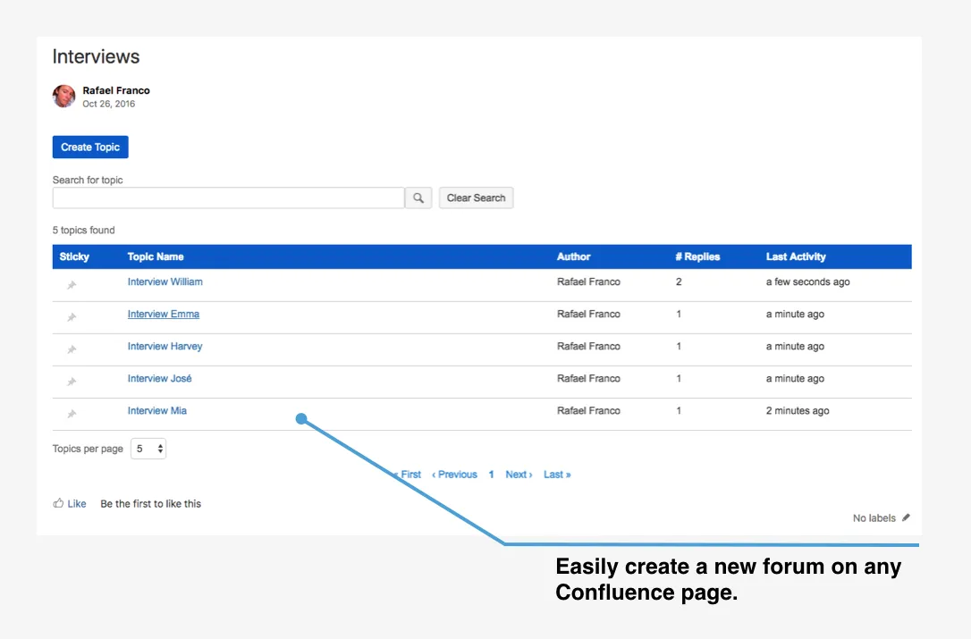 Community Forums for Confluence — screenshot from the Atlassian Marketplace listing