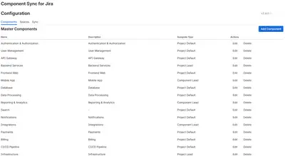 Component Sync for Jira for Atlassian — screenshot