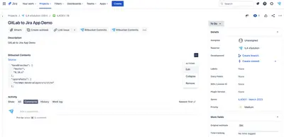 Connector for Bitbucket and Jira for Atlassian — screenshot